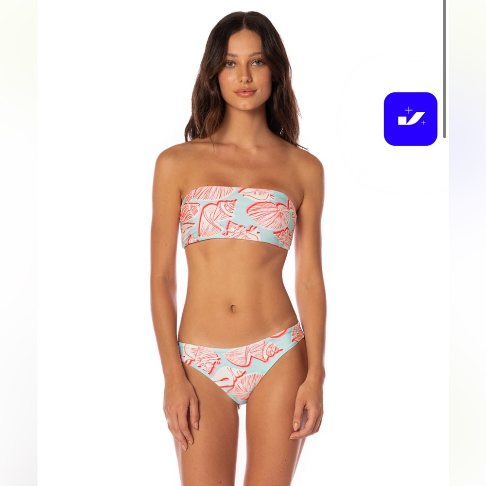 NWT MAAJI Australian Reef Strapless Bandeau and Low rise thin side bikini bottom